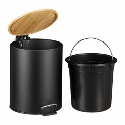 relaxdays Kosmetikeimer »Kosmetikeimer mit Bambusdeckel 5 Liter«, Schwarz Wei&szlig; Hellbraun Silber, Schwarz Hellbraun Silber, Grau Hellbraun Silber -Neuetischkultur Verkäufe 2022 00a0da8c 1200 5f85 bb80 9b72e514fdf0