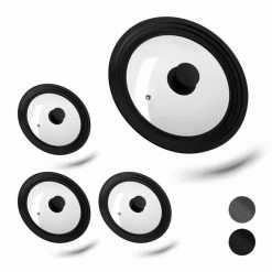 relaxdays Topfdeckel »4x Universal Topfdeckel 22-26 cm schwarz«