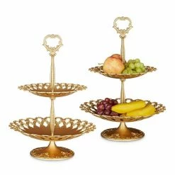 relaxdays Etagere »2 x Etagere Metall gold«, Aluminium