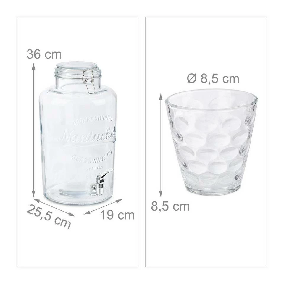 relaxdays Getränkespender Getränkespender Set mit Gläsern 5 relaxdays Getränkespender Getränkespender Set mit Gläsern – Bild 5