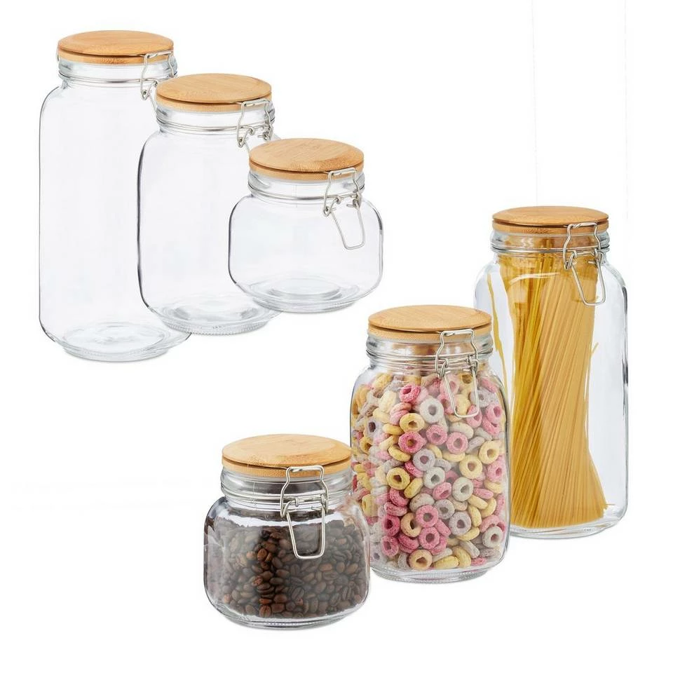 relaxdays Vorratsglas »6 x Vorratsglas mit Bügelverschluss«, Glas 1 relaxdays Vorratsglas »6 x Vorratsglas mit Bügelverschluss«, Glas