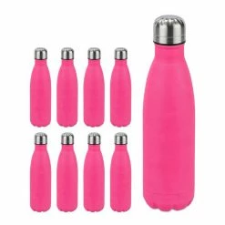 relaxdays Isolierflasche »9 x Trinkflasche Edelstahl pink«