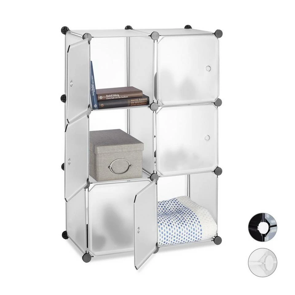 relaxdays Steckregal »Regalsystem mit 6 Türen«, Transparent Weiß Transparent Silber, Schwarz Transparent Weiß, Transparent Silber Schwarz 1 relaxdays Steckregal »Regalsystem mit 6 Türen«, Transparent Weiß Transparent Silber, Schwarz Transparent Weiß, Transparent Silber Schwarz