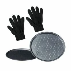 relaxdays Pizzablech »4 tlg Pizzabäcker Profi Set«, Eisen