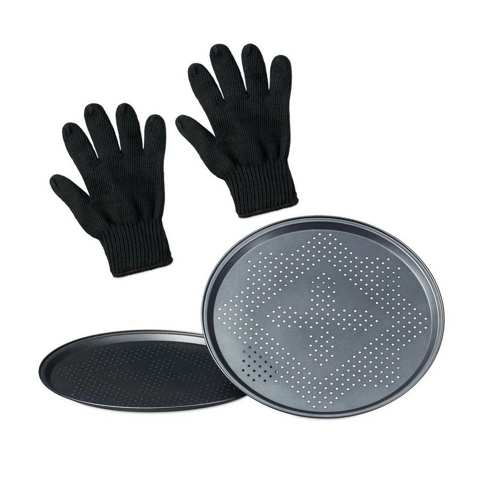 relaxdays Pizzablech »4 tlg Pizzabäcker Profi Set«, Eisen 1 relaxdays Pizzablech »4 tlg Pizzabäcker Profi Set«, Eisen