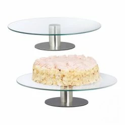 relaxdays Tortenplatte »2 x Tortenplatte drehbar mit Standfuß«, Glas