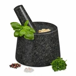 relaxdays Mörser »Granitmörser mit Stößel für Pesto«