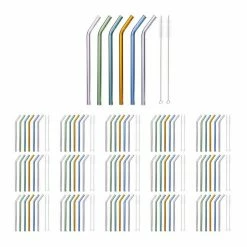 relaxdays Trinkhalme »96 x Strohhalme Glas bunt 23 cm«