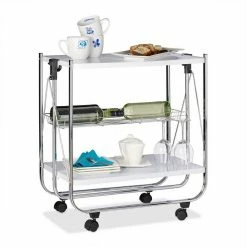 relaxdays Tablett »Serviertablett klappbar«, Stahl, Weiß Weiß Silber, Schwarz Silber