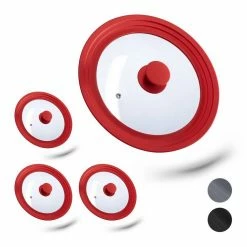 relaxdays Topfdeckel »4x Universal Topfdeckel 22-26 cm rot«