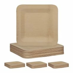 relaxdays Einwegteller »100 x Bambus Teller eckig 25,5 cm«