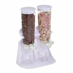 relaxdays Müslispender »Doppelter Müslispender«, Kunststoff, Weiß Schwarz Transparent Silber, Wei&szlig; Transparent Silber