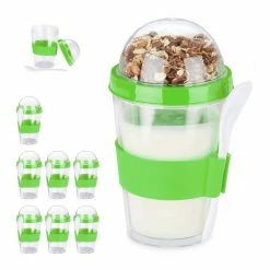 relaxdays Müslibox »8x Müslibecher grün«, Kunststoff