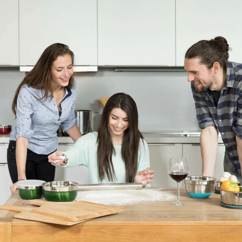 relaxdays Schüssel »Schüssel Set mit Deckel 3-teilig«, Edelstahl, Grün Rot Silber Transparent, Dunkelblau Silber Transparent, Dunkelgrün Silber Transparent 2 relaxdays Schüssel »Schüssel Set mit Deckel 3-teilig«, Edelstahl, Grün Rot Silber Transparent, Dunkelblau Silber Transparent, Dunkelgrün Silber Transparent – Bild 2