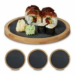 relaxdays Schneidebrett »4 x Schneidebrett rund«, Bambus