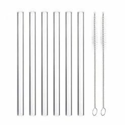 relaxdays Trinkhalme »Strohhalme Glas gerade 6er Set«, Kurz