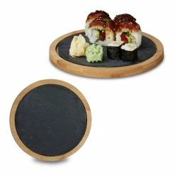 relaxdays Schneidebrett »2 x Schneidebrett rund«, Bambus