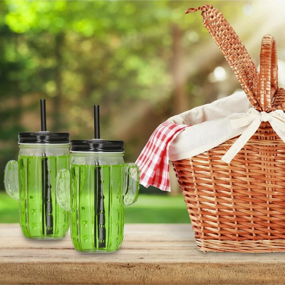 relaxdays Gläser-Set »8er Set Trinkgläser Kaktus mit Strohhalm«, Glas, mit abnehmbaren Deckel 2 relaxdays Gläser-Set »8er Set Trinkgläser Kaktus mit Strohhalm«, Glas, mit abnehmbaren Deckel – Bild 2