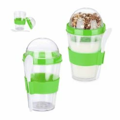 relaxdays Mehrwegbecher »2 x Müslibecher grün«, Kunststoff