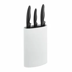 relaxdays Messerblock »Messerblock oval«, Weiß Schwarz, Weiß Schwarz, Silber Schwarz