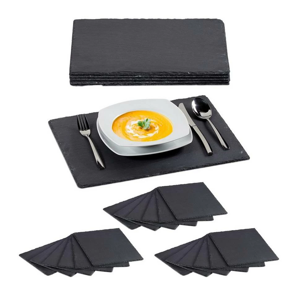 relaxdays Servierplatte »24 x Schieferplatte 30x40 cm«, Schiefer 1 relaxdays Servierplatte »24 x Schieferplatte 30x40 cm«, Schiefer