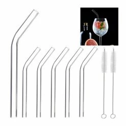 relaxdays Trinkhalme »6 x Strohhalm Glas gebogen 15 cm«