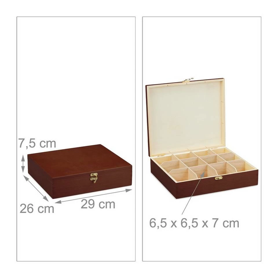 relaxdays Teebox »Teebox Holz 12 Fächer«, Holz 4 relaxdays Teebox »Teebox Holz 12 Fächer«, Holz – Bild 4