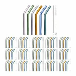 relaxdays Trinkhalme »96 x Strohhalme Glas bunt 15 cm«