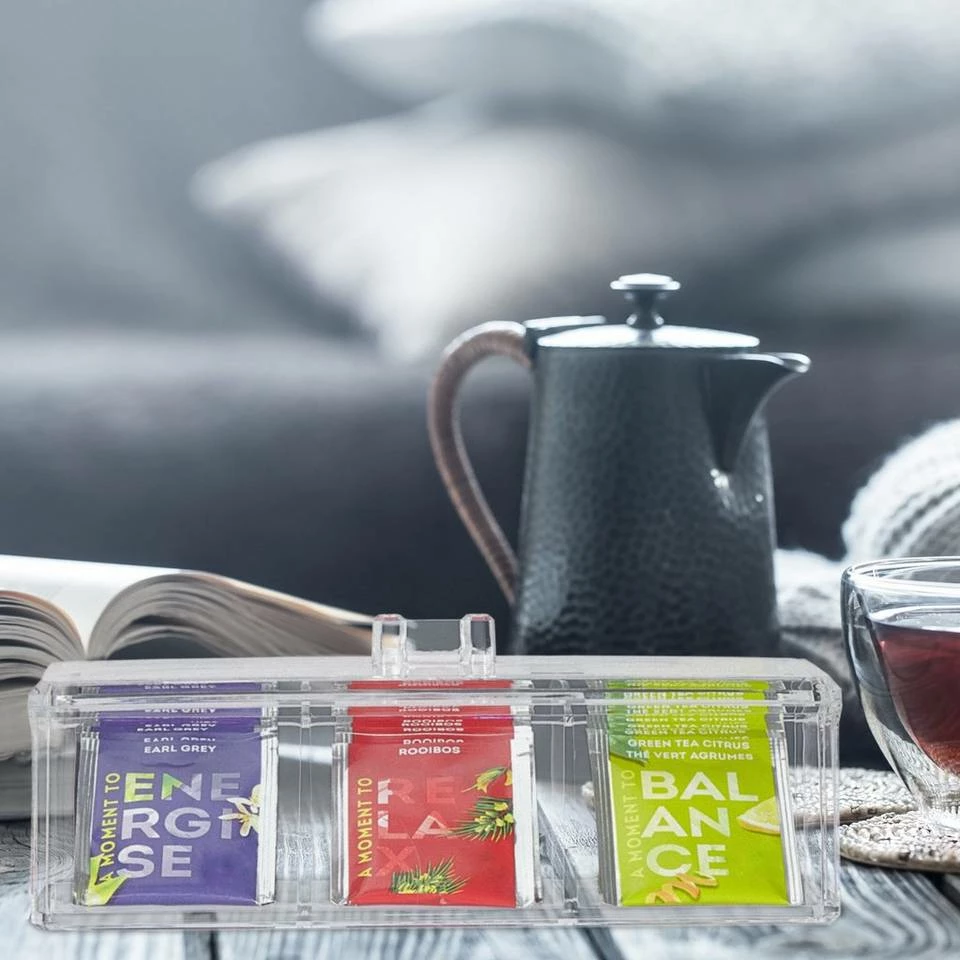 relaxdays Teebox »Transparente Teebox mit 3 Fächern«, Kunststoff 2 relaxdays Teebox »Transparente Teebox mit 3 Fächern«, Kunststoff – Bild 2