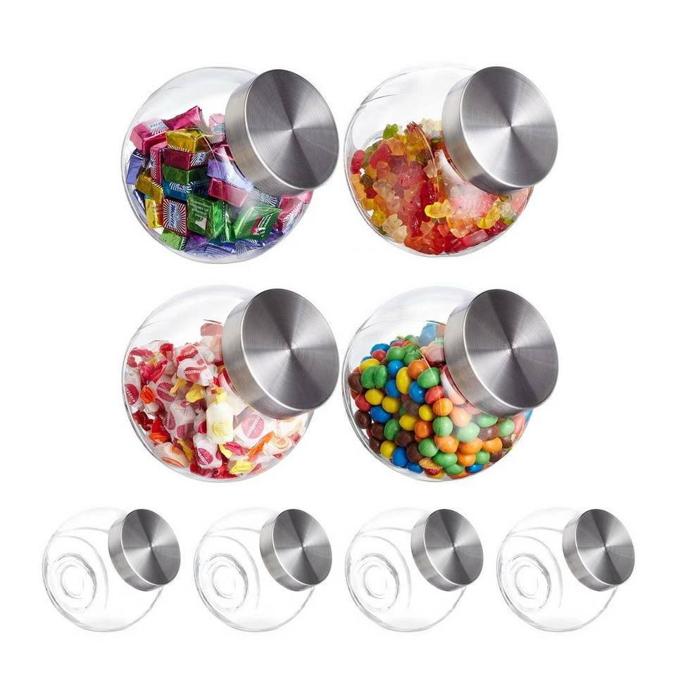 relaxdays Vorratsglas »8 x Bonbonglas 1,5 l«, Glas 1 relaxdays Vorratsglas »8 x Bonbonglas 1,5 l«, Glas