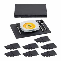 relaxdays Servierplatte »48 x Schieferplatte 30x40 cm«, Schiefer