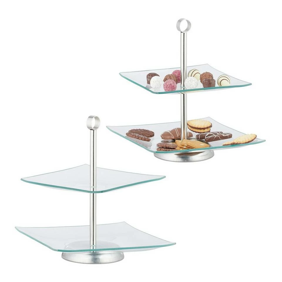 relaxdays Etagere »2 x Etagere 2-stufig«, Glas 1 relaxdays Etagere »2 x Etagere 2-stufig«, Glas