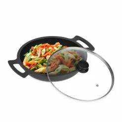 relaxdays Servierpfanne »Servierpfanne mit Glasdeckel«