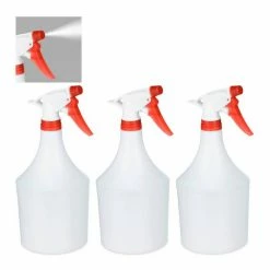 relaxdays Sprühflasche »3 x Sprühflasche weiß-rot«, 1 Liter