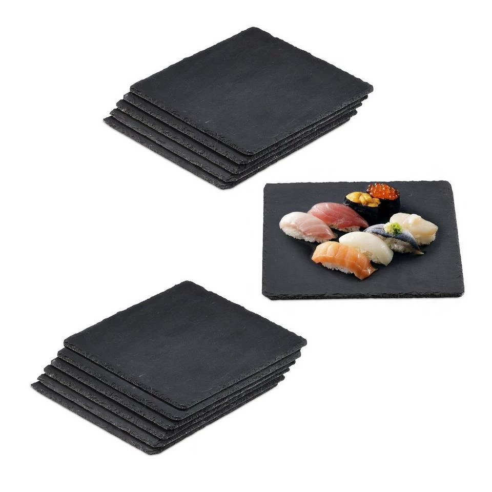 relaxdays Servierplatte »12 x Schieferplatte quadratisch«, Schiefer 1 relaxdays Servierplatte »12 x Schieferplatte quadratisch«, Schiefer