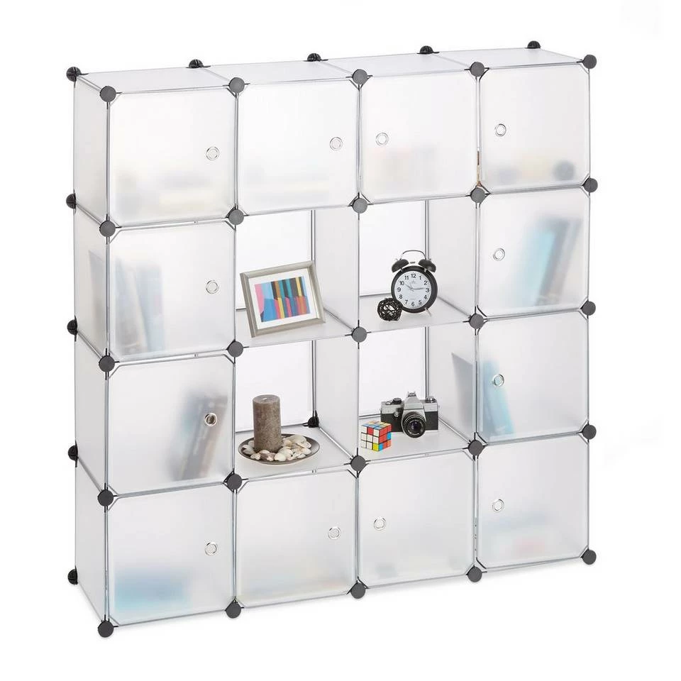 relaxdays Steckregal »Steckregal Kunststoff mit 16 Fächern«, Transparent Schwarz Transparent, Transparent Schwarz, Weiß 1 relaxdays Steckregal »Steckregal Kunststoff mit 16 Fächern«, Transparent Schwarz Transparent, Transparent Schwarz, Weiß