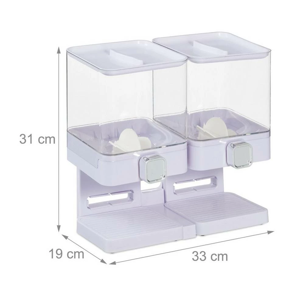 relaxdays Müslispender »Doppelter Müslispender«, Kunststoff, Weiß Schwarz Transparent Silber, Weiß Transparent Silber 4 relaxdays Müslispender »Doppelter Müslispender«, Kunststoff, Weiß Schwarz Transparent Silber, Weiß Transparent Silber – Bild 4