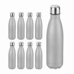 relaxdays Isolierflasche »9 x Trinkflasche Edelstahl silber«