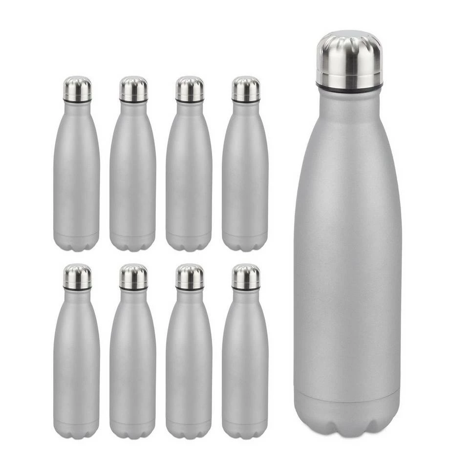 relaxdays Isolierflasche »9 x Trinkflasche Edelstahl silber« 1 relaxdays Isolierflasche »9 x Trinkflasche Edelstahl silber«