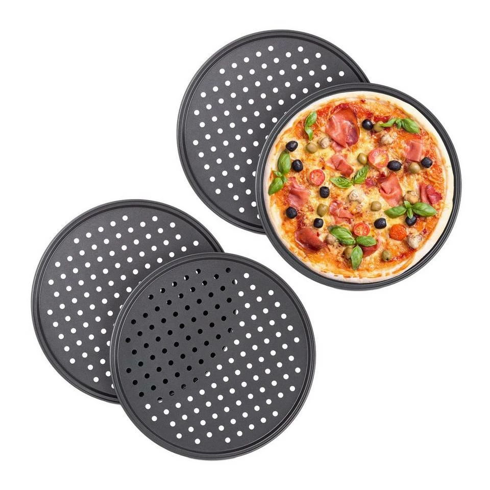 relaxdays Pizzablech »Knusper Pizzablech 4er Set«, Stahl 1 relaxdays Pizzablech »Knusper Pizzablech 4er Set«, Stahl