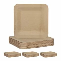 relaxdays Einwegteller »100 x Bambus Teller eckig 23 cm«