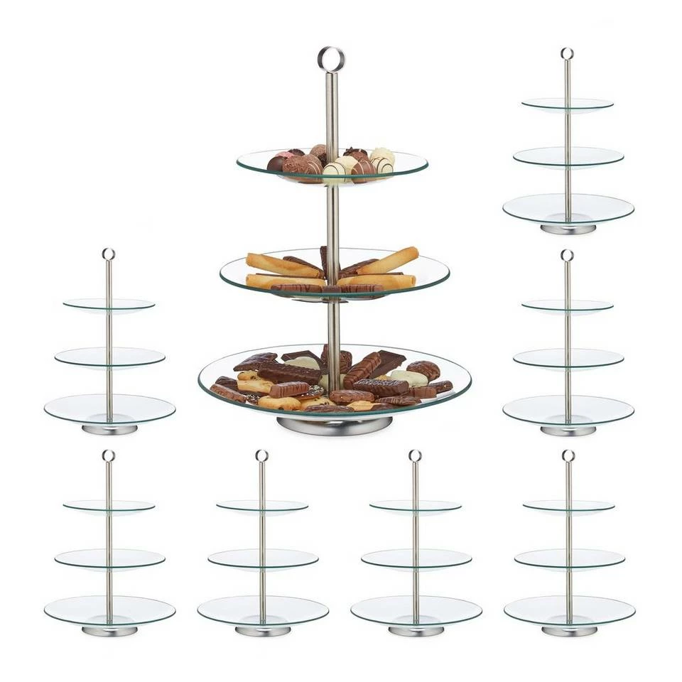 relaxdays Etagere »8 x Runde Etagere 3-stufig«, Glas 1 relaxdays Etagere »8 x Runde Etagere 3-stufig«, Glas