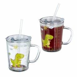 relaxdays Kinderbecher »Trinkglas Kinder Dino 2er Set«, Glas