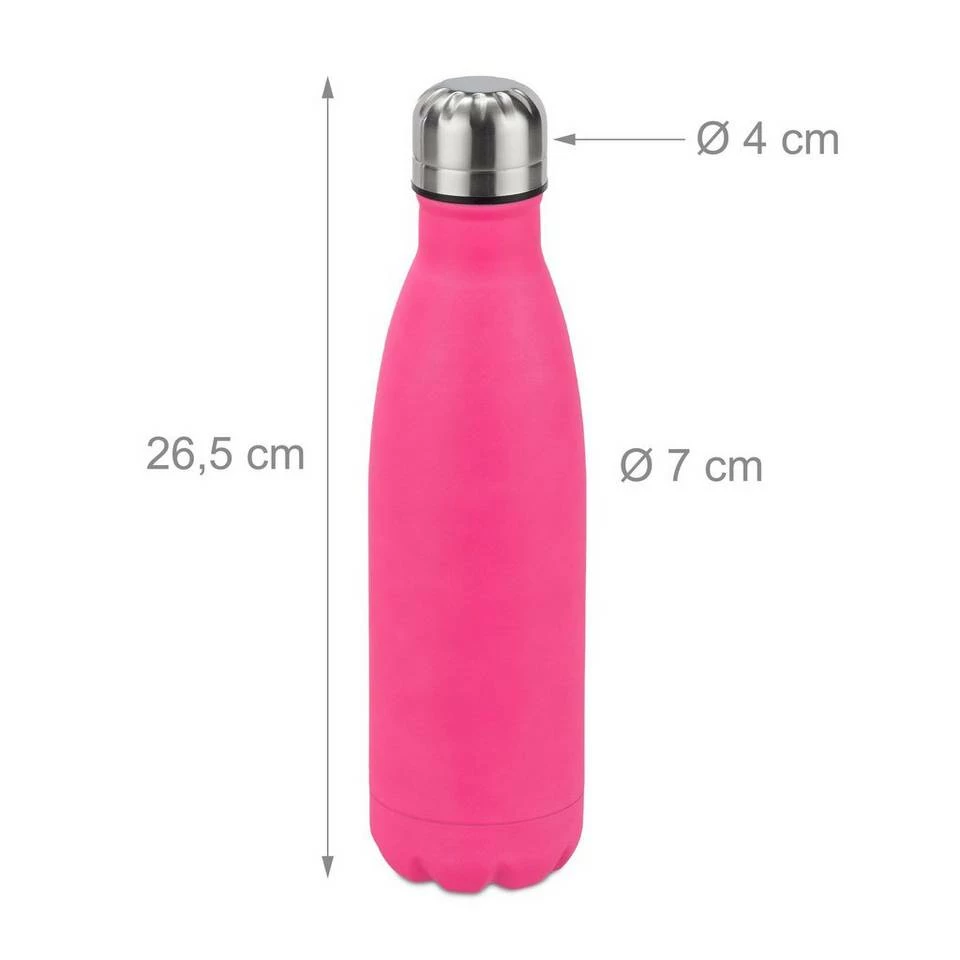 relaxdays Isolierflasche »3 x Trinkflasche Edelstahl pink« 4 relaxdays Isolierflasche »3 x Trinkflasche Edelstahl pink« – Bild 4