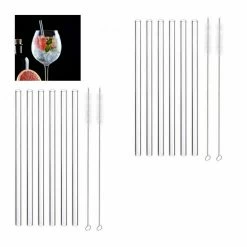 relaxdays Trinkhalme »12 x Strohhalme Glas gerade 23 cm«