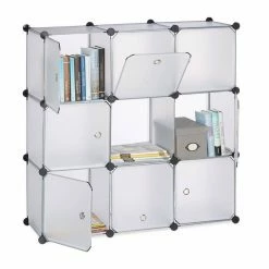 relaxdays Steckregal »Regalsystem mit Türen«, Transparent Transparent Schwarz, Schwarz Transparent, Weiß