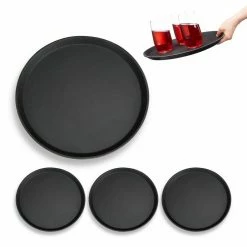relaxdays Servierbrett »4 x Gastro Tablett rund«, Kunststoff