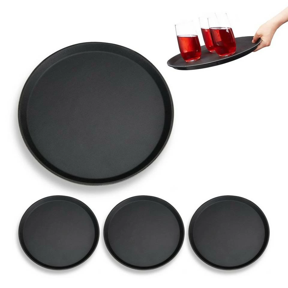 relaxdays Servierbrett »4 x Gastro Tablett rund«, Kunststoff 1 relaxdays Servierbrett »4 x Gastro Tablett rund«, Kunststoff