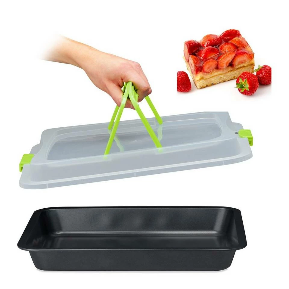 relaxdays Ofenschale »Backblech mit Deckel 3in1«, Stahl, Grün Schwarz Transparent Grün, Schwarz Transparent 1 relaxdays Ofenschale »Backblech mit Deckel 3in1«, Stahl, Grün Schwarz Transparent Grün, Schwarz Transparent