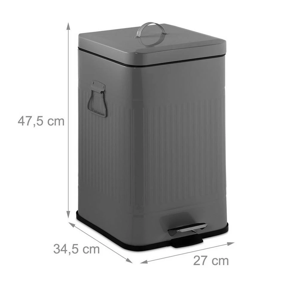 relaxdays Mülleimer »Retro Treteimer 20 Liter«, hellgrau Schwarz, Weiß Schwarz, Grau Schwarz 4 relaxdays Mülleimer »Retro Treteimer 20 Liter«, hellgrau Schwarz, Weiß Schwarz, Grau Schwarz – Bild 4